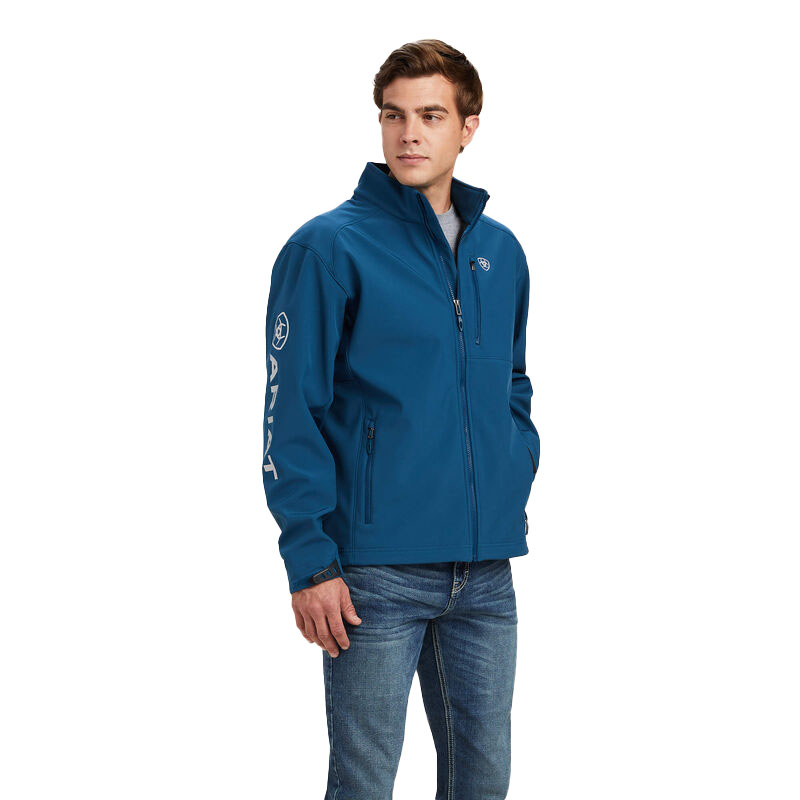 Jacket Mens Ariat Logo Softshelf Majolica Blue – Tack Warehouse